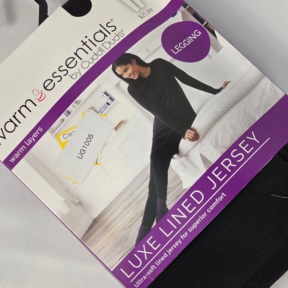 Warm Essentials by Cuddl Duds Pants - Cuddl Duds Warm Essentials Luxe Lined Jersey Leggings Black Small Thermal Layer